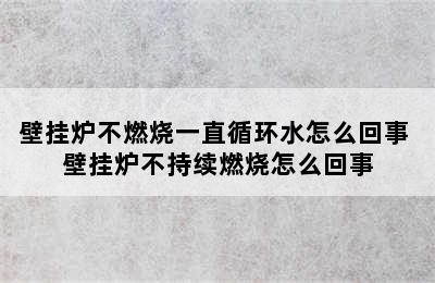 壁挂炉不燃烧一直循环水怎么回事 壁挂炉不持续燃烧怎么回事